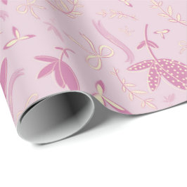 Papel De Regalo Flores y arcos rosas delgados