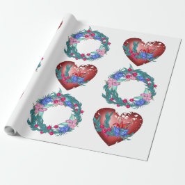 Papel De Regalo Flores y corazones al Boda