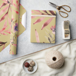 Papel De Regalo Flores y hojas de color de agua de época