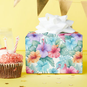 Papel De Regalo Flores y hojas tropicales