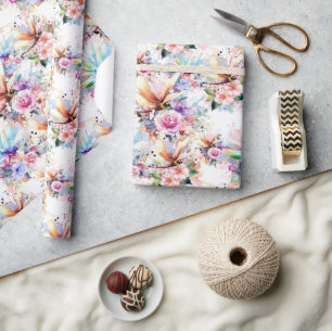 Papel de regalo Flores y Libélulas