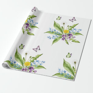 Papel De Regalo Flores y mariposas