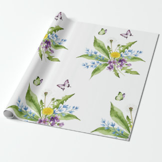Papel De Regalo Flores y mariposas