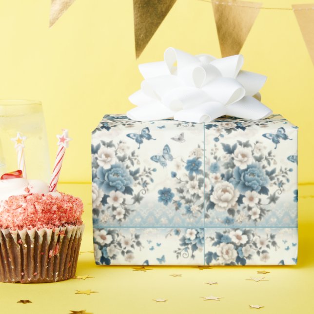Papel De Regalo Flores y mariposas Chinoiserie (Fiesta de cumpleaños )