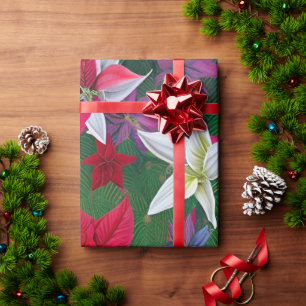 Papel De Regalo Flores y pinos de Amaryllis