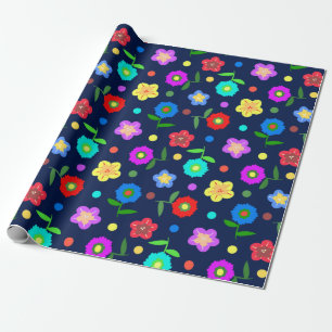 Papel De Regalo Flores y puntos