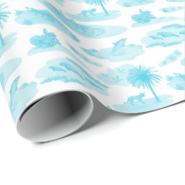 Papel De Regalo Florida Toile (Turquoise) Wrapping Paper