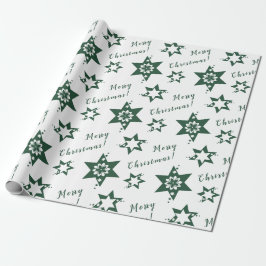 Papel De Regalo 🌟 Florisco Verde Starry Feliz Navidad Blanco