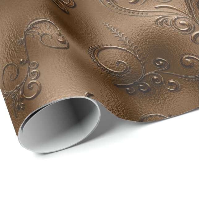 Papel De Regalo Flourishes del bronce (Esquina del rollo)
