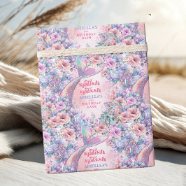 Papel De Regalo Flower Glitter Mermaid Tail 4th Birthday