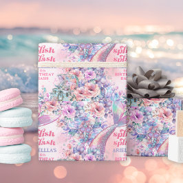 Papel De Regalo Flower Glitter Mermaid Tail 6th Birthday