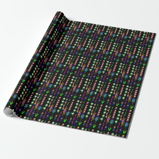 Papel De Regalo Flower Power Bohemira Whimsical (Desenrollado)