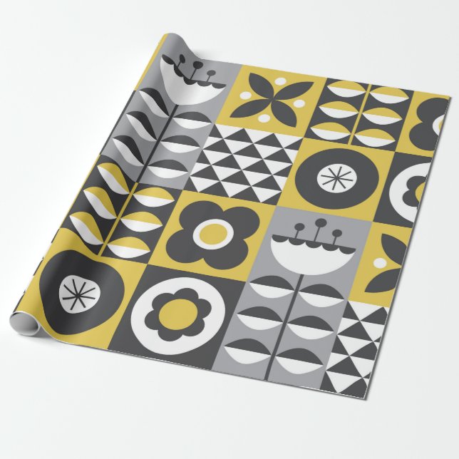 Papel De Regalo Flower seamless pattern design. Scandinavian style (Desenrollado)