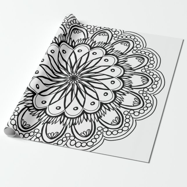 Papel De Regalo Flowers mandala hand drawing (Desenrollado)