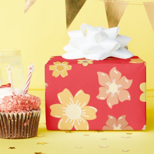 Papel De Regalo Flowers Red Seamless Birthday Celebration (Fiesta de cumpleaños )