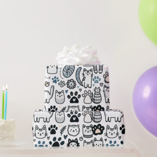 Papel De Regalo Fluffy Cat Doodle es un gran diseño para cualquier