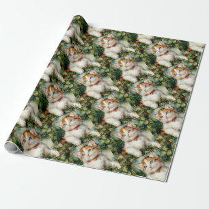 Papel De Regalo Fluffy navidades cat Watercolor