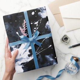 Papel De Regalo Fluid Ink Black Indigo Splash Abstract Pattern