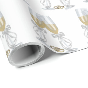 Papel De Regalo Fluidos de champán con anillos de boda