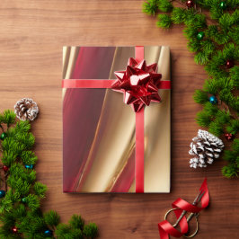 Papel De Regalo Flujo abstracto de arte-rojo y oro-