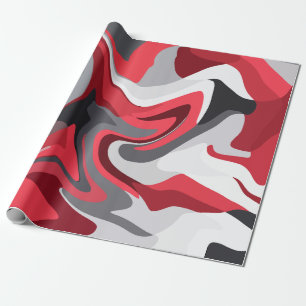 Papel De Regalo Flujo de color rojo, blanco y gris abstracto