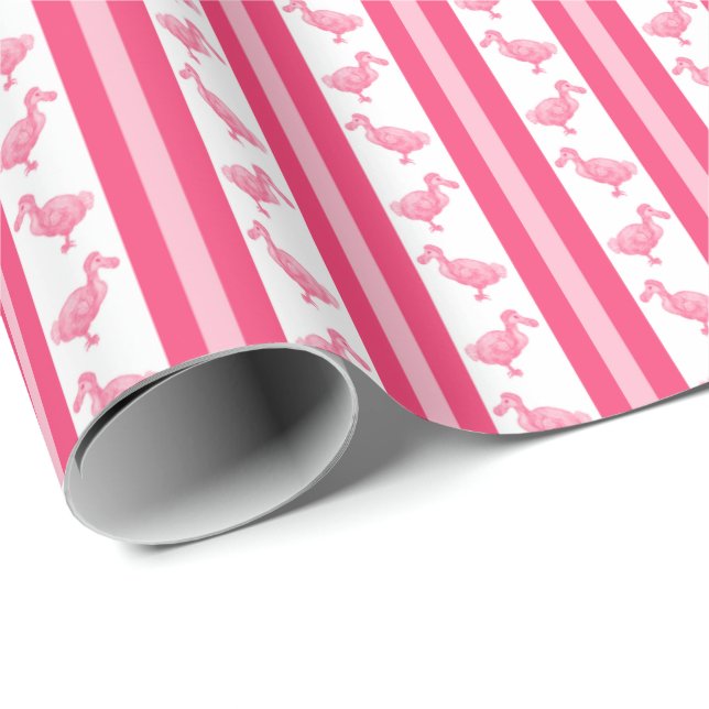 Papel De Regalo Fluorescent Pink Dodo Stripe (Esquina del rollo)