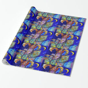 Papel De Regalo FLUTISTA EN AZUL / Noche de Carnaval veneciana