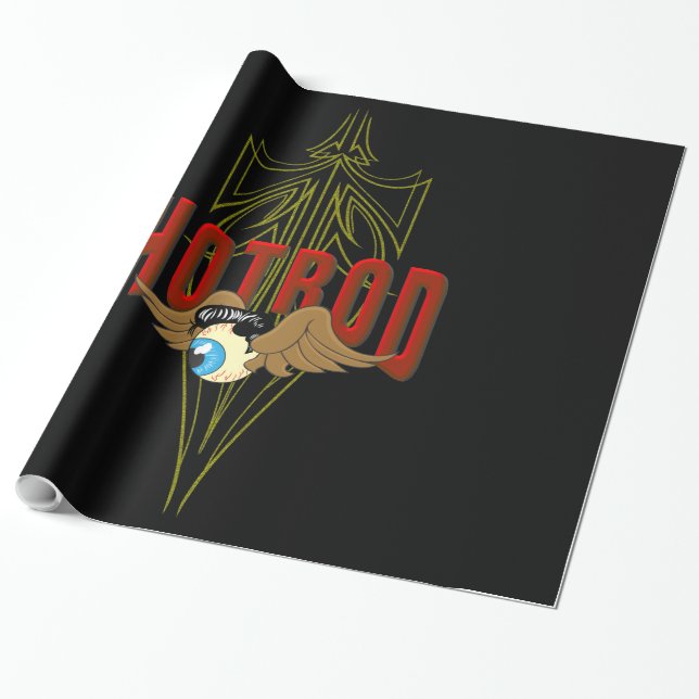 Papel De Regalo Flying Eyeball Hot Rod (Desenrollado)