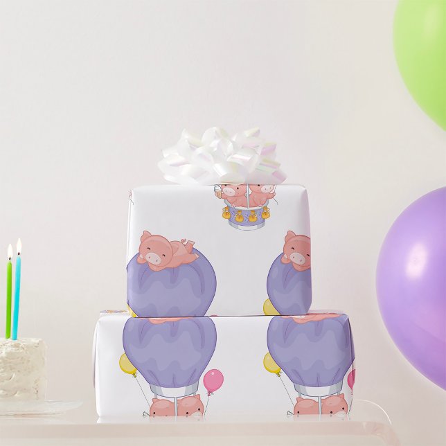 Papel De Regalo Flying Piggies in Hot Air Balloon (Subido por el creador)