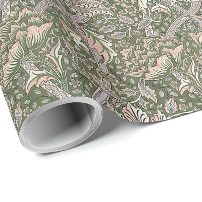 Papel De Regalo Foliage de las flores de invierno de William Morri (Esquina del rollo)