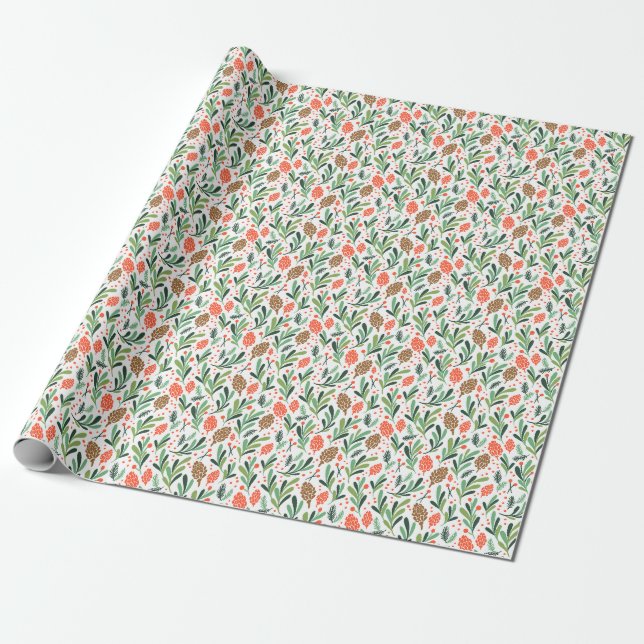 Papel De Regalo Foliage Holiday Wrap (Desenrollado)