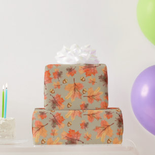 Papel De Regalo Foliage otoñal - hojas y clanes Naranjas