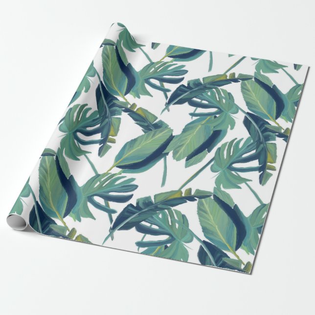 Papel De Regalo Foliage Tropical Monstera Leaves (Desenrollado)