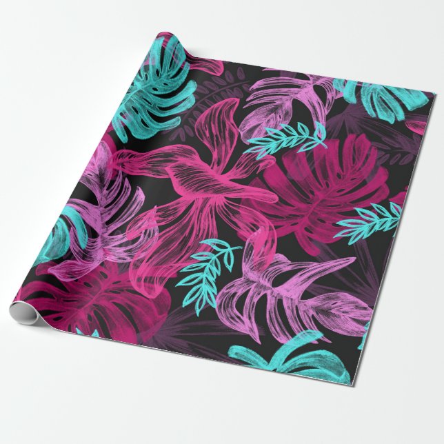 Papel De Regalo Foliage Tropical Monstera Leaves (Desenrollado)