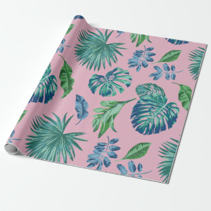 Papel De Regalo Foliage Tropical Monstera Palm Leaves acuarela