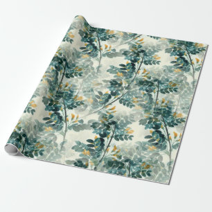 Papel De Regalo  Foliage verde azul 