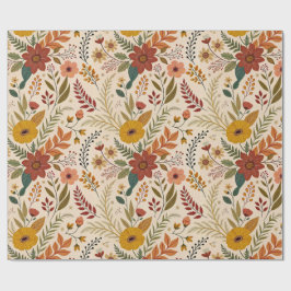 Papel De Regalo Folk-Inspired Autumn Wildflower Print