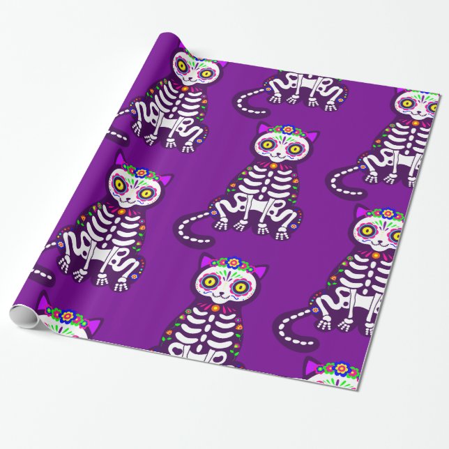 Papel De Regalo folklore de halloween gato mexicano (Desenrollado)