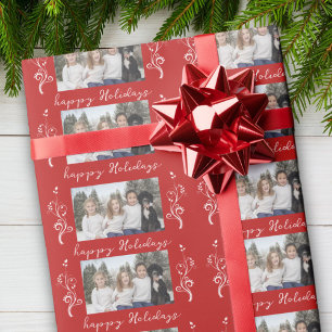 Papel De Regalo Follaje de foto familiar Navidad Felices Fiestas R