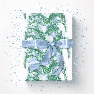 Papel De Regalo Follaje de palma en azul y verde