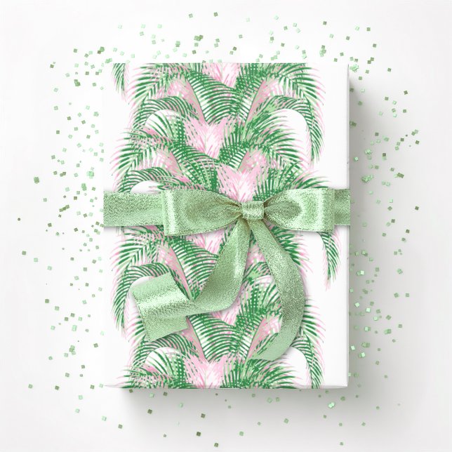 Papel De Regalo Follaje de Palma en Rosa y Verde (Subido por el creador)