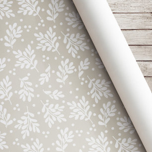 Papel De Regalo Follaje moderno de Navidad regalo festivo beige