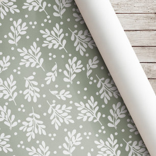 Papel De Regalo Follaje moderno de Navidad regalo festivo verde sa
