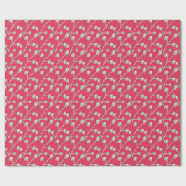Papel De Regalo Follaje plateado con estampado sobre rosa brillant
