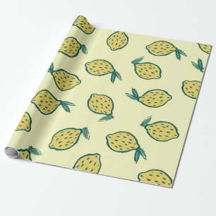 Papel De Regalo Fondo amarillo con limones. Limón. fondo w