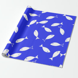Papel De Regalo Fondo azul del pescado blanco Tema del mar Capitán