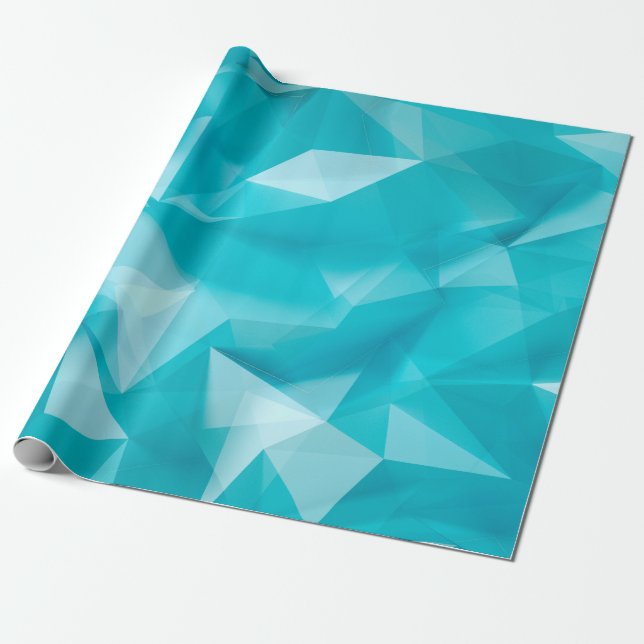 Papel De Regalo Fondo azul turquesa con cristales, triángulo (Desenrollado)