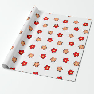 Papel De Regalo Fondo blanco del patrón de flor roja rosado precoz