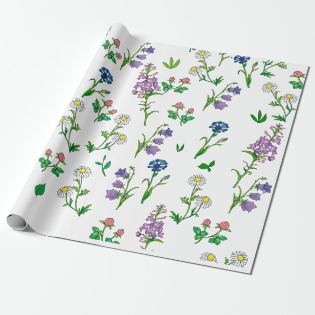 Papel De Regalo fondo botánico de verano floral (Desenrollado)