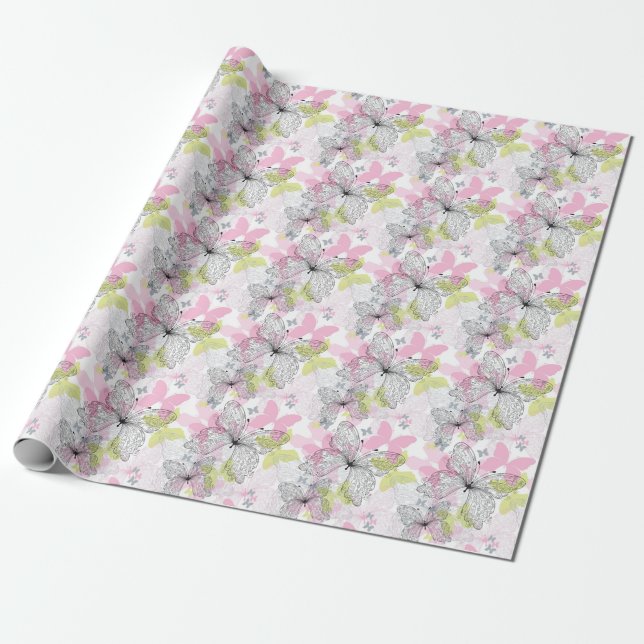 Papel De Regalo Fondo con mariposa (Desenrollado)